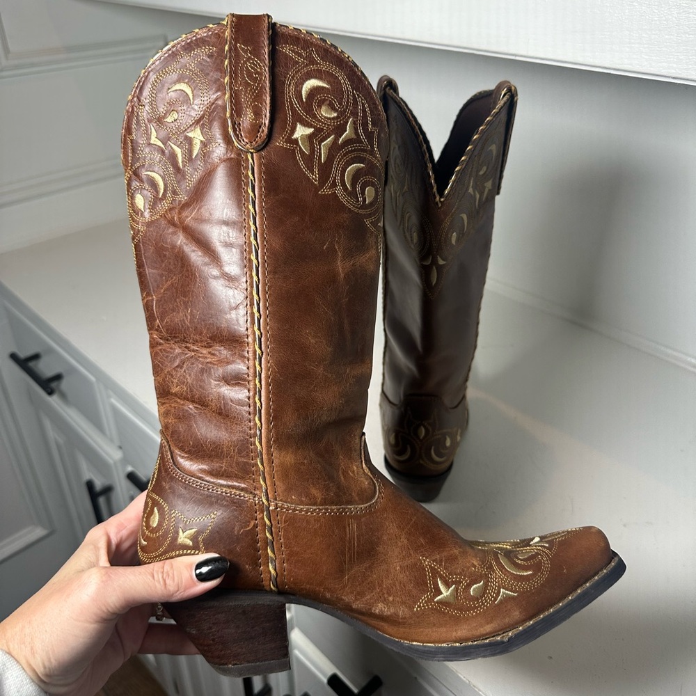 **SOLD**Durango Western Cowboy Boots Women’s 7 Brown Leather Embroidered Floral - Picture 5 of 7